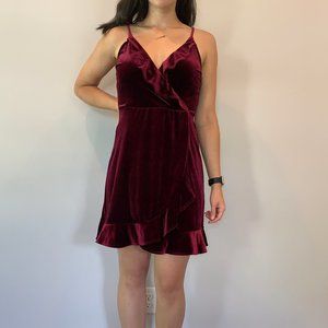 Red Velvet Wrap Mini Dress